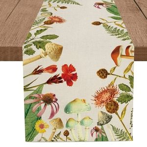 Mushroom farmhouse rustic whimsical vintage style retro table runner